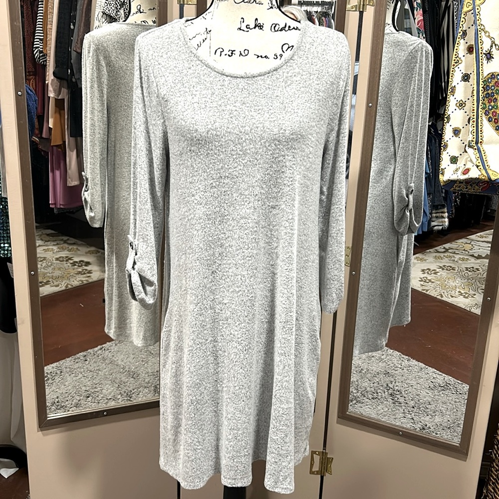 AGB size medium. Gray soft sweater dress. - Picture 1 of 6